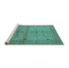 Sideview of Machine Washable Oriental Turquoise Industrial Area Rugs, wshurb638turq