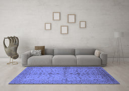 Machine Washable Oriental Blue Industrial Rug in a Living Room, wshurb638blu