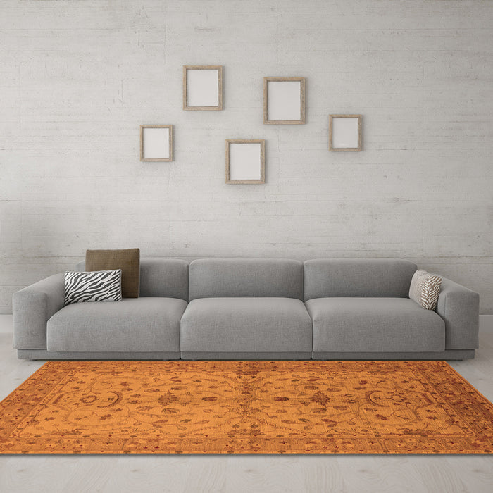 Machine Washable Oriental Orange Industrial Area Rugs in a Living Room, wshurb638org