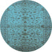 Round Oriental Light Blue Industrial Rug, urb638lblu