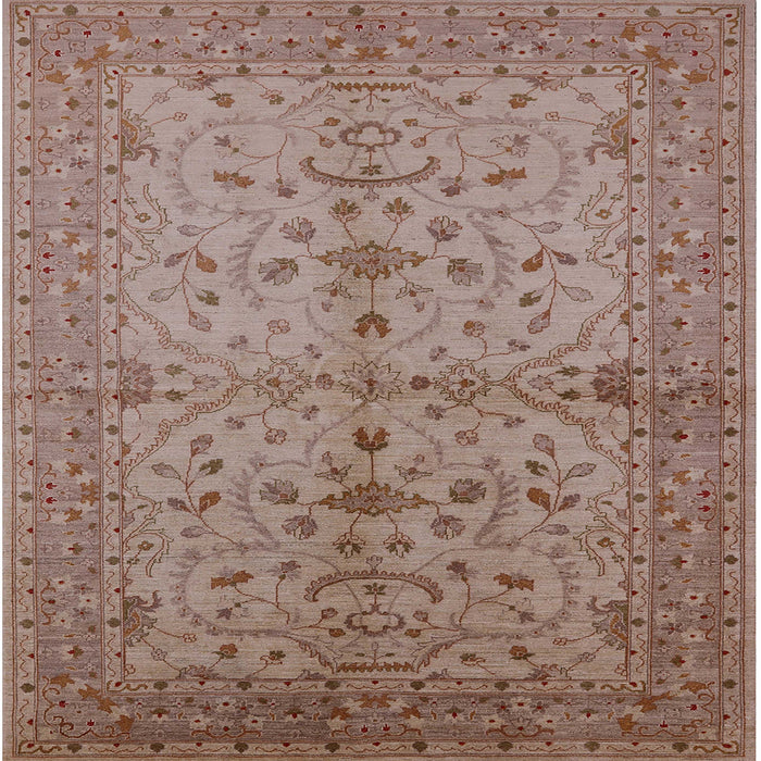Square Mid-Century Modern Sienna Brown Oriental Rug, urb638