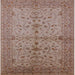 Square Mid-Century Modern Sienna Brown Oriental Rug, urb638