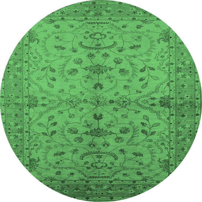 Round Oriental Emerald Green Industrial Rug, urb638emgrn