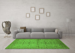 Machine Washable Oriental Green Industrial Area Rugs in a Living Room,, wshurb638grn