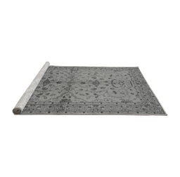 Sideview of Machine Washable Oriental Gray Industrial Rug, wshurb638gry