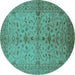 Round Oriental Turquoise Industrial Rug, urb638turq