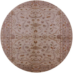 Round Mid-Century Modern Sienna Brown Oriental Rug, urb638