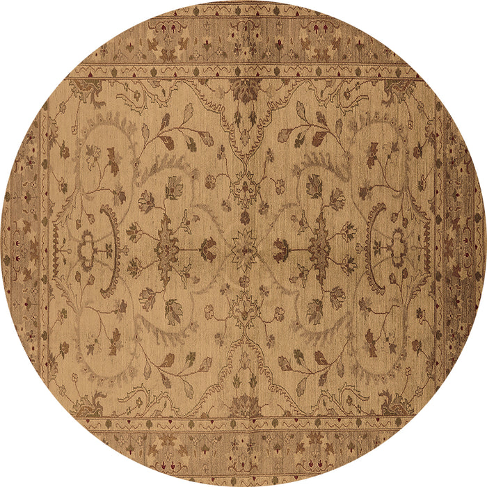 Round Oriental Brown Industrial Rug, urb638brn