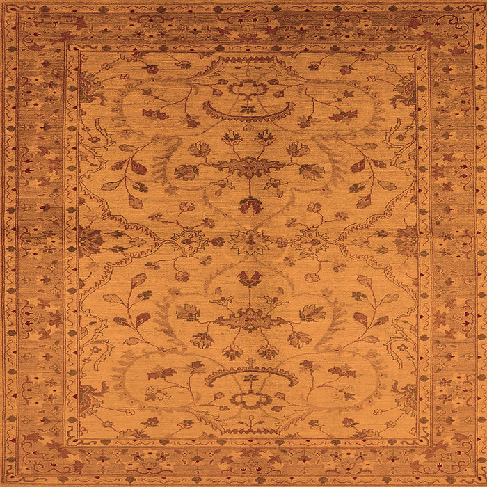 Square Machine Washable Oriental Orange Industrial Area Rugs, wshurb638org