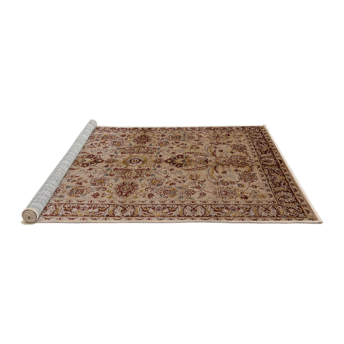 Sideview of Machine Washable Industrial Modern Light Copper Gold Rug, wshurb639