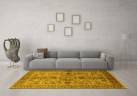 Machine Washable Oriental Yellow Industrial Rug, wshurb639yw