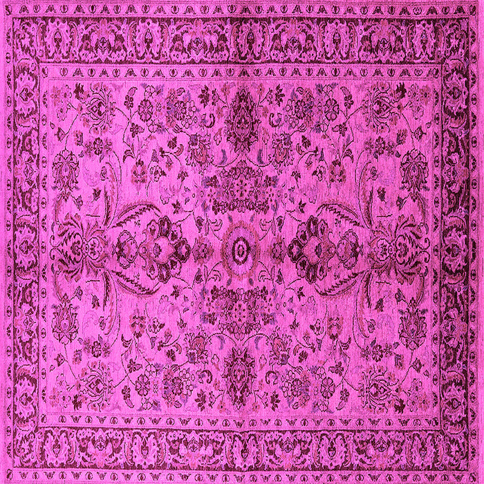 Square Machine Washable Oriental Pink Industrial Rug, wshurb639pnk