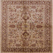 Square Mid-Century Modern Light Copper Gold Oriental Rug, urb639