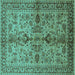 Square Oriental Turquoise Industrial Rug, urb639turq