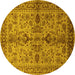 Round Oriental Yellow Industrial Rug, urb639yw