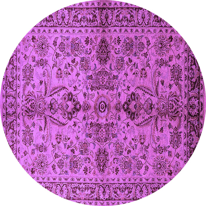 Round Machine Washable Oriental Purple Industrial Area Rugs, wshurb639pur