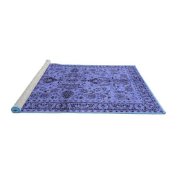 Sideview of Machine Washable Oriental Blue Industrial Rug, wshurb639blu
