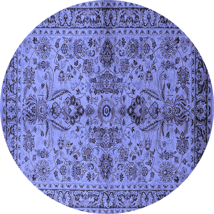 Round Oriental Blue Industrial Rug, urb639blu