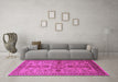 Machine Washable Oriental Pink Industrial Rug in a Living Room, wshurb639pnk