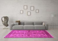 Machine Washable Oriental Pink Industrial Rug, wshurb639pnk