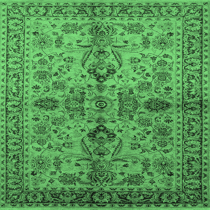 Square Oriental Emerald Green Industrial Rug, urb639emgrn