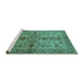 Sideview of Machine Washable Oriental Turquoise Industrial Area Rugs, wshurb639turq