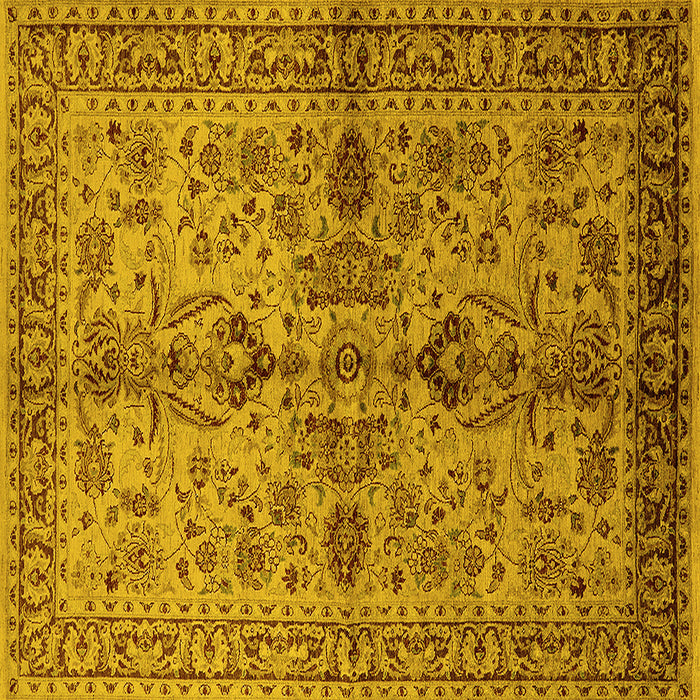 Square Oriental Yellow Industrial Rug, urb639yw