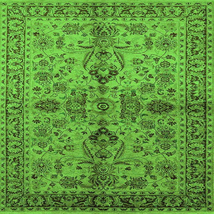 Square Oriental Green Industrial Rug, urb639grn