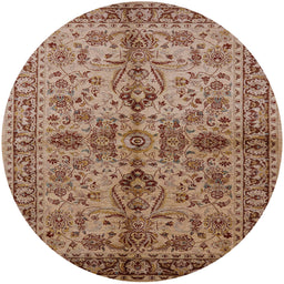 Round Mid-Century Modern Light Copper Gold Oriental Rug, urb639