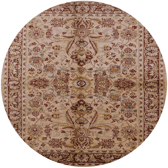 Round Mid-Century Modern Light Copper Gold Oriental Rug, urb639