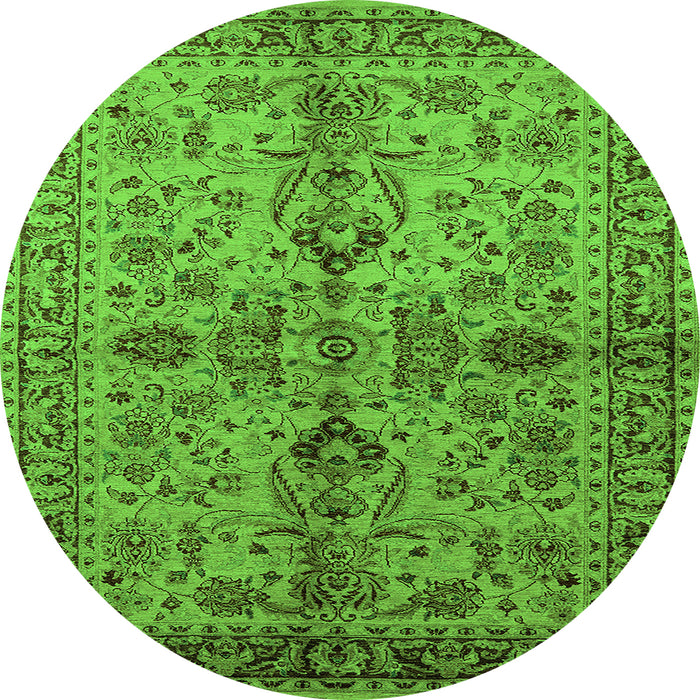 Round Oriental Green Industrial Rug, urb639grn