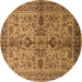 Round Oriental Brown Industrial Rug, urb639brn