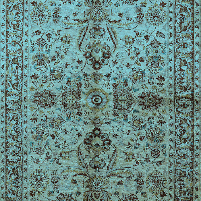 Machine Washable Oriental Light Blue Industrial Rug, wshurb639lblu