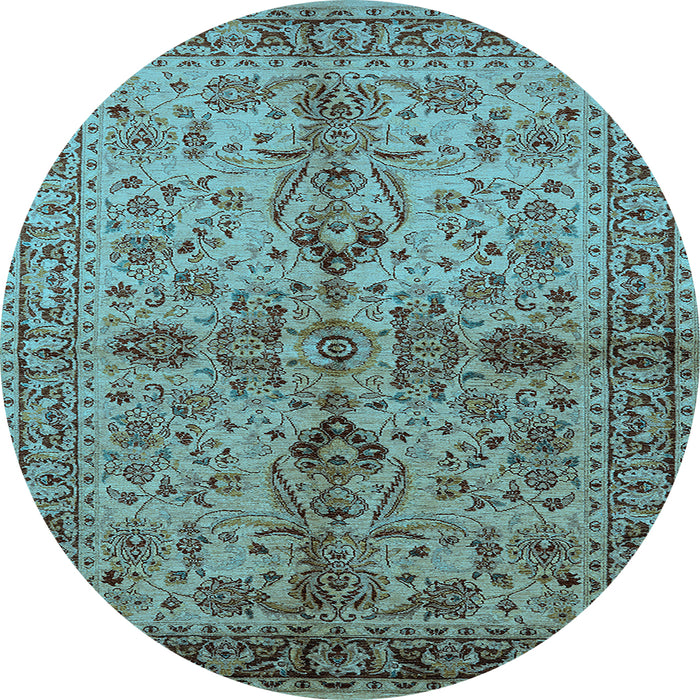 Round Oriental Light Blue Industrial Rug, urb639lblu
