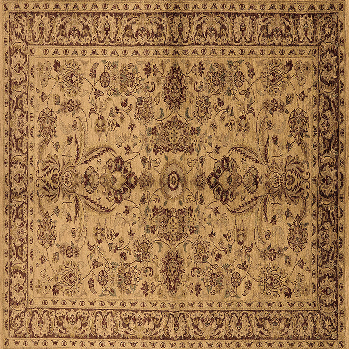 Square Machine Washable Oriental Brown Industrial Rug, wshurb639brn