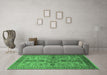 Machine Washable Oriental Emerald Green Industrial Area Rugs in a Living Room,, wshurb639emgrn