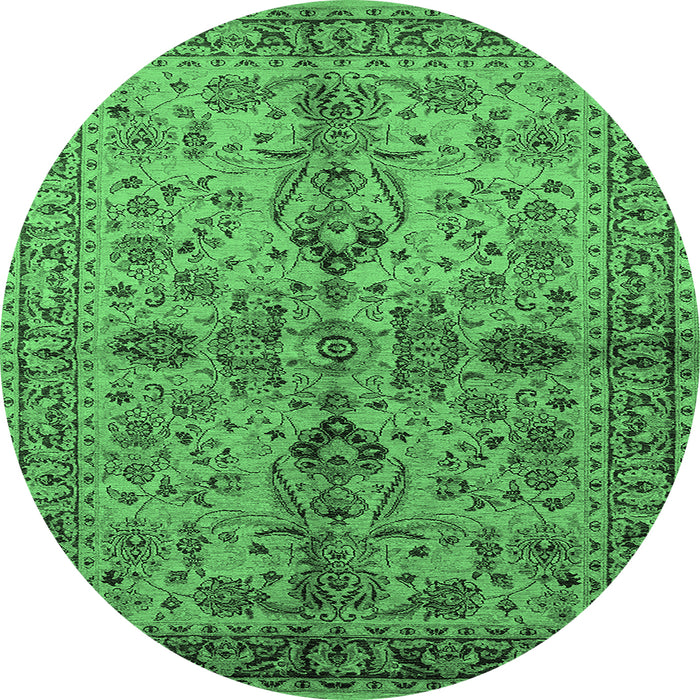 Round Oriental Emerald Green Industrial Rug, urb639emgrn