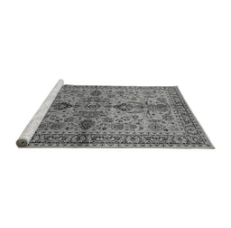 Sideview of Machine Washable Oriental Gray Industrial Rug, wshurb639gry
