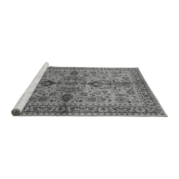 Sideview of Machine Washable Oriental Gray Industrial Rug, wshurb639gry