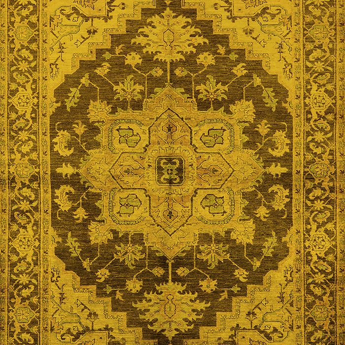 Machine Washable Oriental Yellow Industrial Rug, wshurb640yw