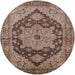 Round Mid-Century Modern Light Copper Gold Oriental Rug, urb640