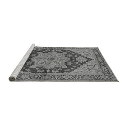 Sideview of Machine Washable Oriental Gray Industrial Rug, wshurb640gry