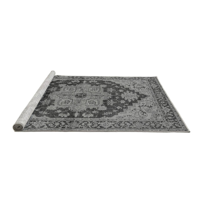 Sideview of Machine Washable Oriental Gray Industrial Rug, wshurb640gry