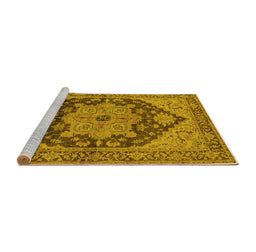 Sideview of Machine Washable Oriental Yellow Industrial Rug, wshurb640yw