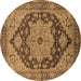 Round Oriental Brown Industrial Rug, urb640brn