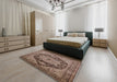 Mid-Century Modern Light Copper Gold Oriental Rug in a Bedroom, urb640