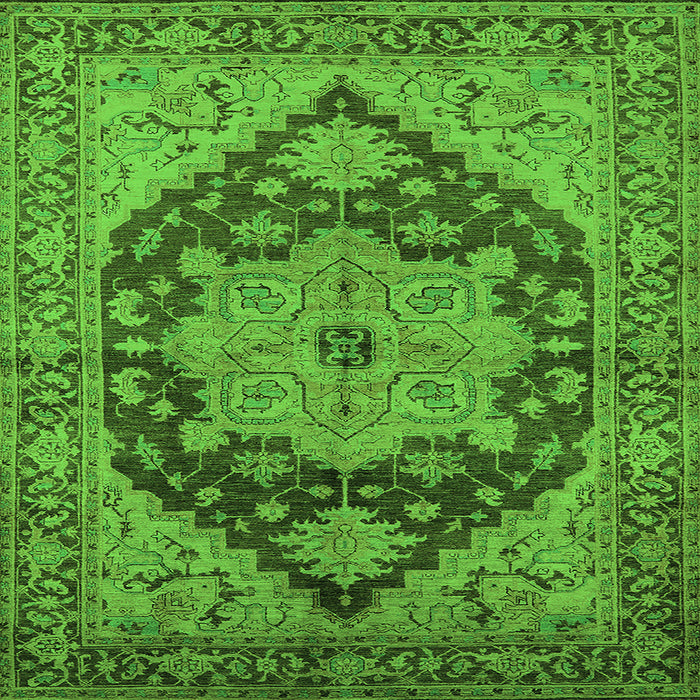 Square Machine Washable Oriental Green Industrial Area Rugs, wshurb640grn