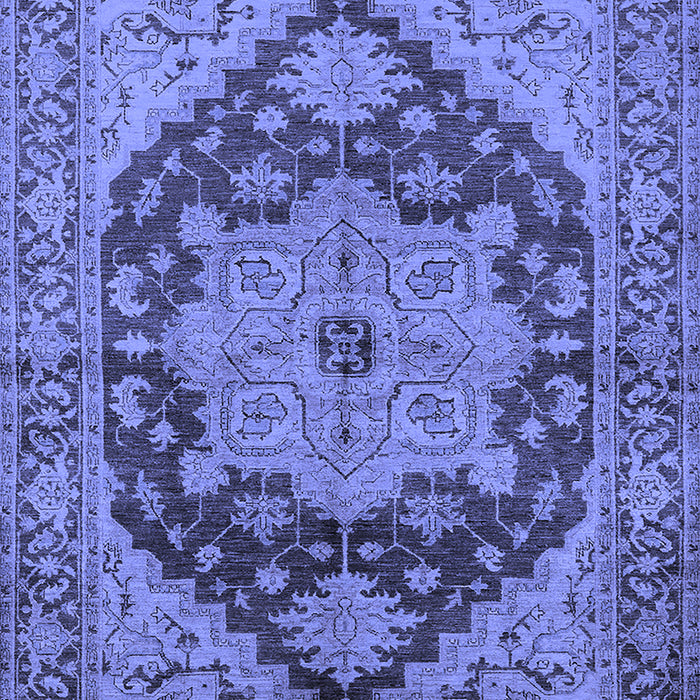 Machine Washable Oriental Blue Industrial Rug, wshurb640blu