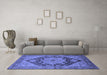 Machine Washable Oriental Blue Industrial Rug in a Living Room, wshurb640blu