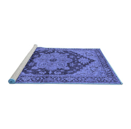 Sideview of Machine Washable Oriental Blue Industrial Rug, wshurb640blu